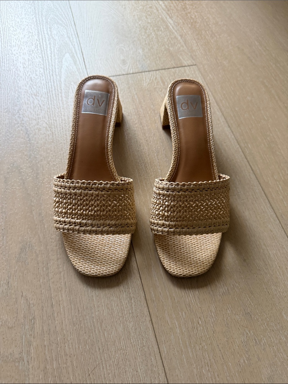 DV by Dolce Vita Tan Braided Slide Sandal with Block Heel